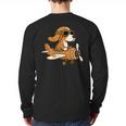 Beagle Flying a Plane Pilot Airplane Dog Mom Dad Long Sleeve T-Shirt Back Print