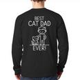 Best Cat Dad Ever Fun Line Art Illustration Long Sleeve T-Shirt Back Print