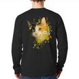 Calico Cat With Flowers For Mom Dad Women Men Kids Botanical Long Sleeve T-Shirt Back Print