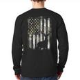 Camo US Flag Deer Elk Buck Camoflage Hunting Hunter Dad Short Sleeve Long Sleeve T-Shirt Back Print