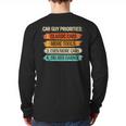 Car Guy Priorities Cars Garage Lover For Men Dad Long Sleeve T-Shirt Back Print