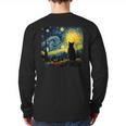 Cat Starry Night Van Gogh Cat For Cat Lover Cat Mom Cat Dad Long Sleeve T-Shirt Back Print