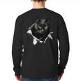 Cat Torn Cloth For Cat Lover Cat Dad Cat Mom Long Sleeve T-Shirt Back Print