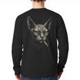 Cigarette Smoking Sphynx Cat Meme Stupid For Dad Long Sleeve T-Shirt Back Print