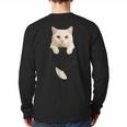Cute Cat Pocket Cat Mom Cat Dad Cat Lover Long Sleeve T-Shirt Back Print