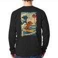 Dachshund Doxie Japanese Kanagawa Wave Surfing Japan Mom Dad Long Sleeve T-Shirt Back Print