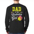 Dad Of The Birthday Girl Softball Player Theme B-Day Daddy Long Sleeve T-Shirt Back Print