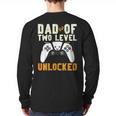 Daddy Again Leveled Up To Dad Of 2 Gamer Dad Level Unlocked Long Sleeve T-Shirt Back Print