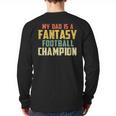 Fantasy Football Dad Champion Vintage Draft Party Long Sleeve T-Shirt Back Print Fantasy Football Dad Champion Vintage Draft Party Long Sleeve T-Shirt Back Print