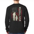 Father's Day Baseball Papa USA Flag Dad Men Baseball Long Sleeve T-Shirt Back Print