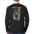 Fire Chief American Flag Gifts For Fire Chief Dad Grandpa Long Sleeve T-Shirt Back Print