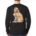 I Love Dad Patriotic Golden Retriever Canine Dog Lover Long Sleeve T-Shirt Back Print