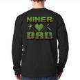 Miner Dad Birthday Boy Party Video Gamer Pixel Long Sleeve T-Shirt Back Print