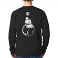 Moon And Astronaut Dad And Baby Space For Father's Day Long Sleeve T-Shirt Back Print