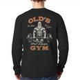 Old's Gym Logo Workout Dad Grandpa Weightlifting Old Men Gym Long Sleeve T-Shirt Back Print