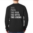 Papa Dad Legend Men Grandpa Christmas Father's Day Birthday Long Sleeve T-Shirt Back Print