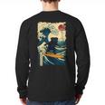 Pug Japanese Kanagawa Wave Surfing Japan Mom Dad Kids Long Sleeve T-Shirt Back Print