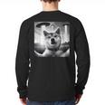 Shiba Inu Dog Dad Mom Graphic Selfie UFOs Weird Aliens Long Sleeve T-Shirt Back Print