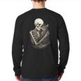 Skeleton Hugging Cat Halloween Cat Lover Cat Mom Dad Long Sleeve T-Shirt Back Print