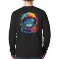 Space Cat Mom Cat Dad Men Women Kids Astronaut Space Long Sleeve T-Shirt Back Print