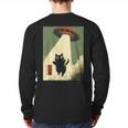 Vintage Japanese Cat Alien Cat Dad UFO Abduction Graphic Tee Long Sleeve T-Shirt Back Print