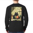 Vintage Japanese Cat Book Lovers Librarian Cat Dad Teacher Long Sleeve T-Shirt Back Print