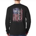 Vintage USA Flag Proud Swimming Dad Swim Swimmer Silhouette Long Sleeve T-Shirt Back Print
