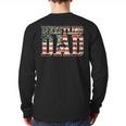 Wrestling Dad American Flag Matching For Dads Of Wrestlers Long Sleeve T-Shirt Back Print