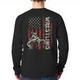 Wrestling US Flag Dad Wrestler Patriotic 4th Of July Long Sleeve T-Shirt Back Print