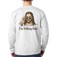 I'm Telling Dad Jesus Wearing Sunglasses Christian Fathers Long Sleeve T-Shirt Back Print