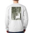 US Flag Deer Elk Buck Camoflage Hunting Hunter Dad Grandpa Long Sleeve T-Shirt Back Print