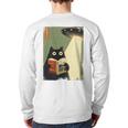 Vintage Japanese Cat Book Lovers UFO Alien Abduction Cat Dad Long Sleeve T-Shirt Back Print