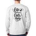 Women's Life Happens Cats Help Cat Lover Cat Moms Cat Dads Long Sleeve T-Shirt Back Print Women's Life Happens Cats Help Cat Lover Cat Moms Cat Dads Long Sleeve T-Shirt Back Print