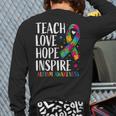 Autism Awareness Ribbon Mom Dad Kids Autistic Support Autism Long Sleeve T-Shirt Back Print