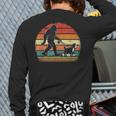 Bigfoot Walking a Dog Bernedoodle Dog Dad Long Sleeve T-Shirt Back Print
