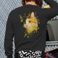 Calico Cat With Flowers For Mom Dad Women Men Kids Botanical Long Sleeve T-Shirt Back Print