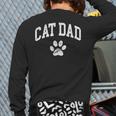Cat Dad Vintage Distressed Cat Paw Long Sleeve T-Shirt Back Print