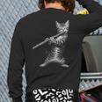 Cat Playing Flute For Cat Lover Cat Mom Cat Dad Long Sleeve T-Shirt Back Print