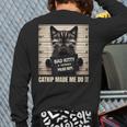 Catnip Made Me Do It Mugshot For Cat Lover Cat Mom Cat Dad Long Sleeve T-Shirt Back Print