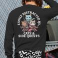 Cats Side Quest Distracted Tabletop Men Women Kids Dad Long Sleeve T-Shirt Back Print