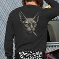 Cigarette Smoking Sphynx Cat Meme Stupid For Dad Long Sleeve T-Shirt Back Print