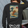 Dachshund Doxie Japanese Kanagawa Wave Surfing Japan Mom Dad Long Sleeve T-Shirt Back Print