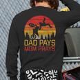 Dad Pays Mom Prays Dirt Bike Retro Motocross Boys Kids Long Sleeve T-Shirt Back Print