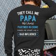 Grandpa Papa Partner In Crime Dad Long Sleeve T-Shirt Back Print