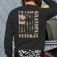 Grandpa Veteran Fathers Day Dad Veteran Camo American Flag Long Sleeve T-Shirt Back Print