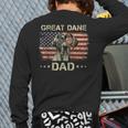Great Dane Dad Dog Lovers American Flag 4th Of July Long Sleeve T-Shirt Back Print