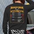 Handyman Hourly Rate Fathers Day Dad Long Sleeve T-Shirt Back Print