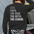 Papa Dad Legend Men Grandpa Christmas Father's Day Birthday Long Sleeve T-Shirt Back Print