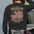 Now He Protects Me USAF Dad Proud Air Force Dad T-Shirt Long Sleeve T-Shirt Back Print