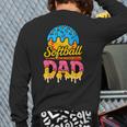 Retro Ice Cream Drip Softball Dad Game Day Dad Father's Day Long Sleeve T-Shirt Back Print